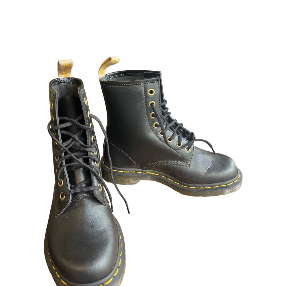 Dr Martens 14045 Black Vegan Leather Combat Boots 6 US 37 EU NWOT